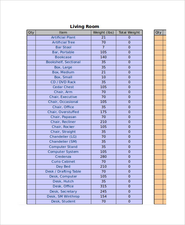  Moving Inventory List Template Excel Free Download 