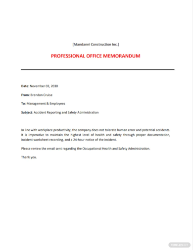 Free Professional Office Memo Template
