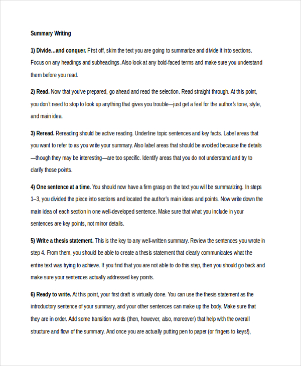 How to write a good summary paragraph