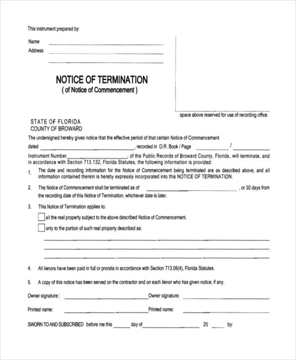 free termination notice