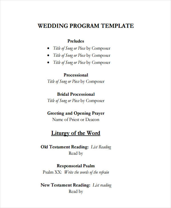 free wedding program