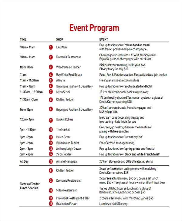 school event program examples