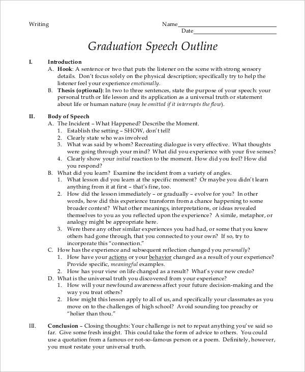 free elementary graduation speech