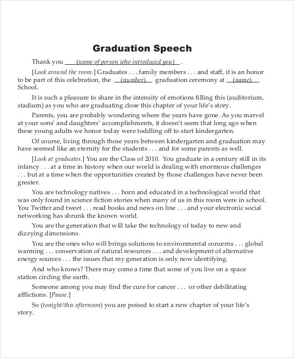 graduation thank you speech