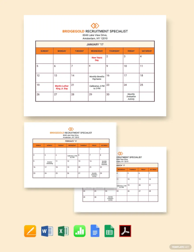 hr annual planning calendar template