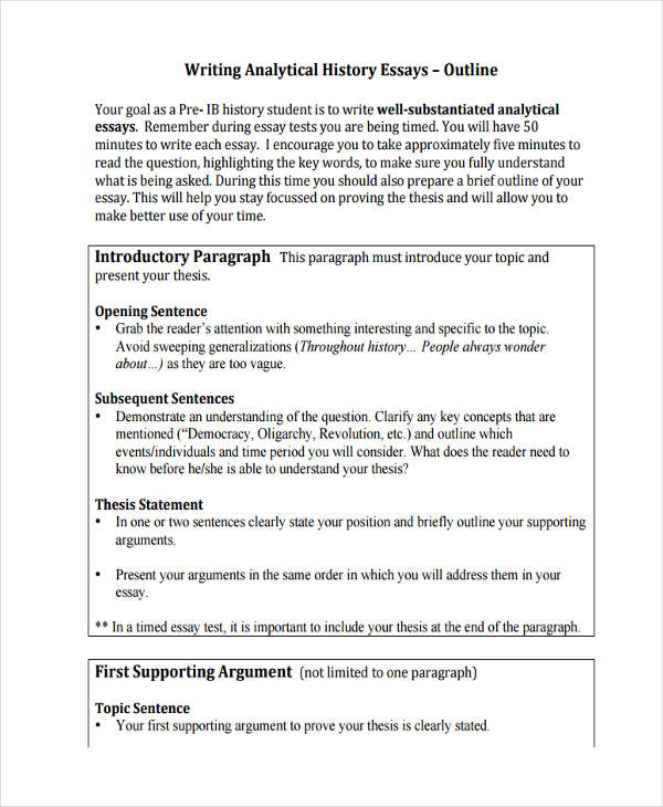 historical essay structure