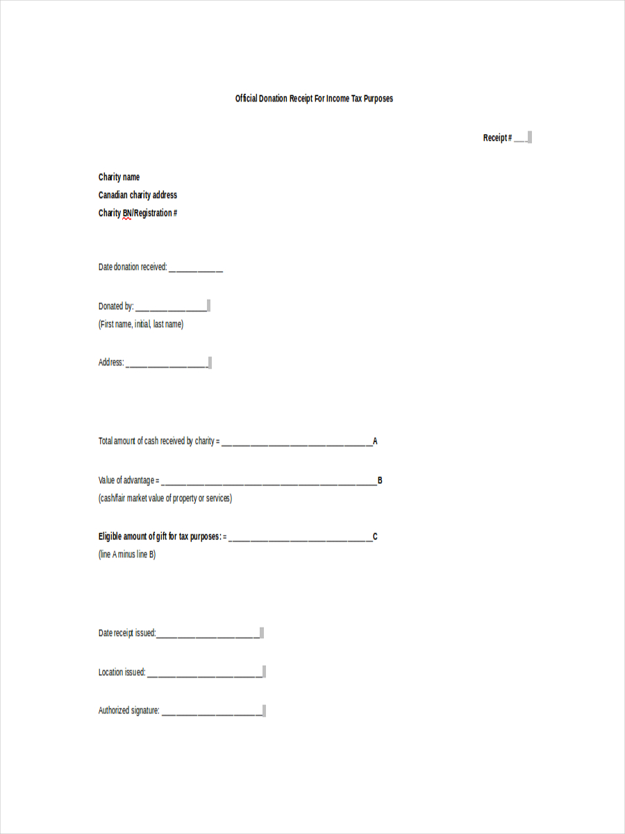 Tax Receipt Templates 13 Free Printable Excel Word PDF Samples Formats Examples