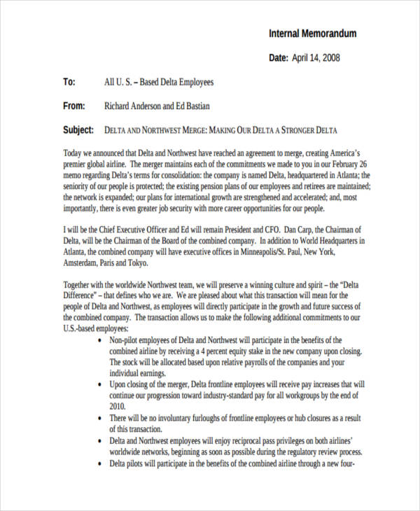 pdf sample letter memorandum Google   Memo Company Samples Examples in & FREE  PDF 17