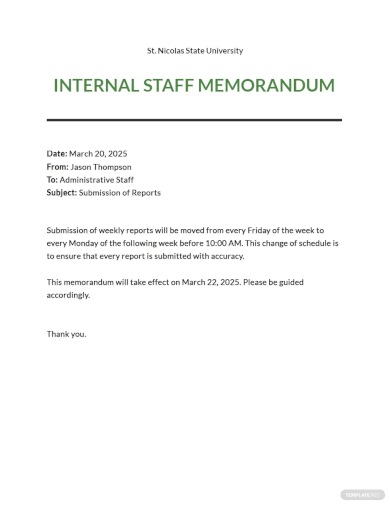 internal staff memo template