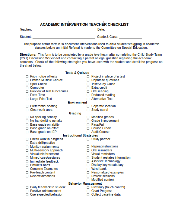 Checklist Examples 79+ in DOC Examples