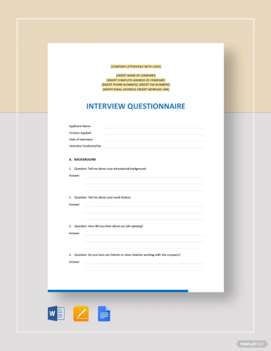 interview questionnaire template