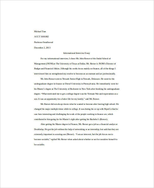 introduction essay for interview