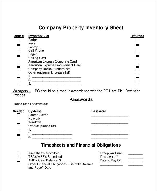 Property Inventory 5+ Examples, Format, Pdf Examples