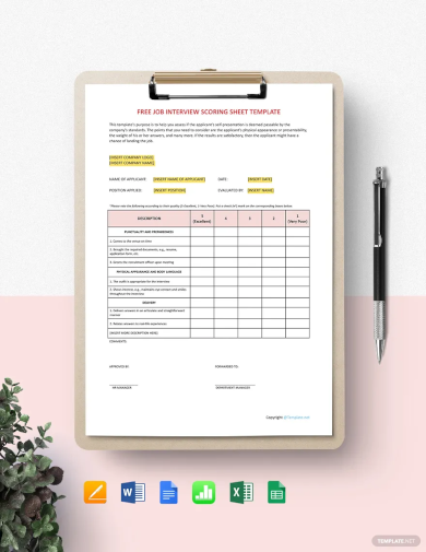 Job Interview Scoring Sheet Template