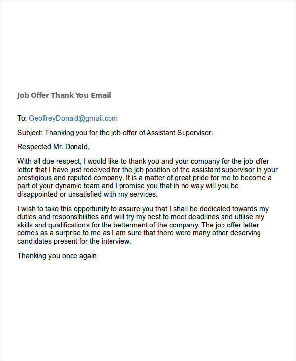 7+ Job Offer Email Examples & Samples  Examples