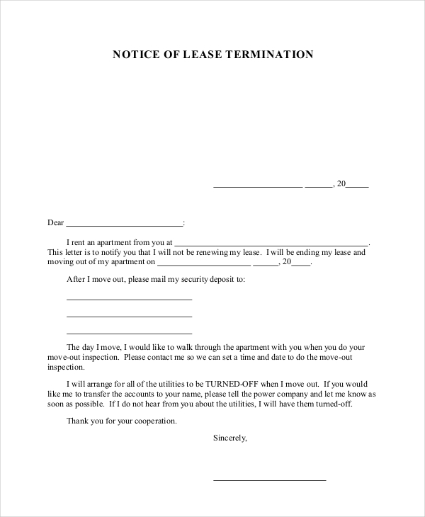 Lease Cancellation Notice