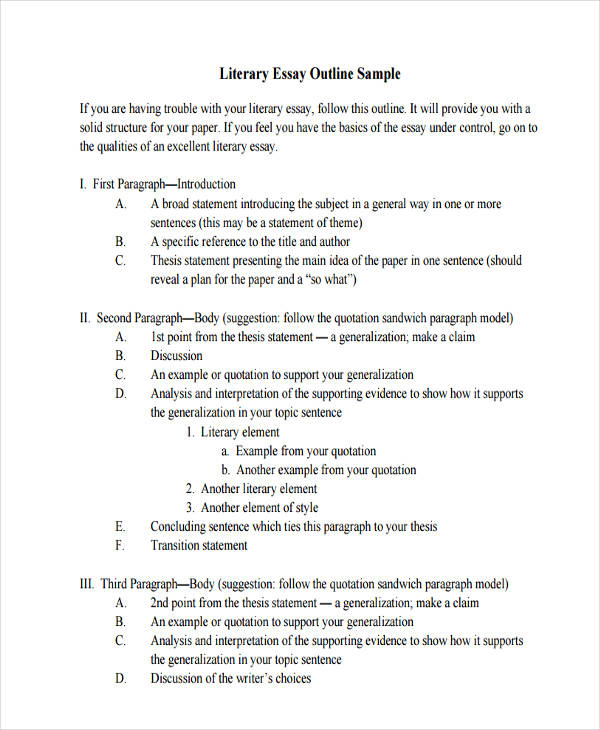 outline examples for essays