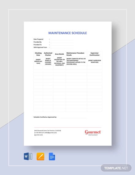 11 Best Maintenance Schedule Examples Templates Download Now Examples