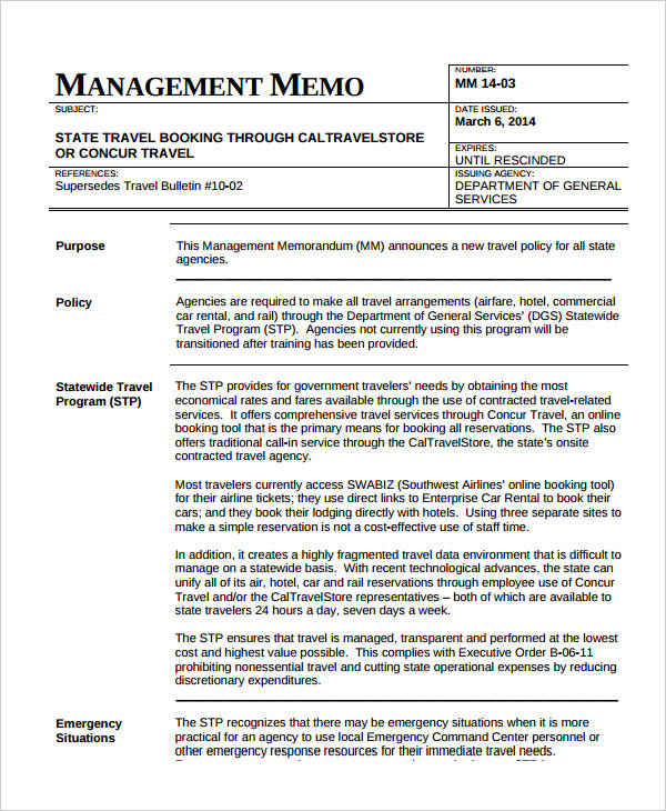 Management Memo for Business