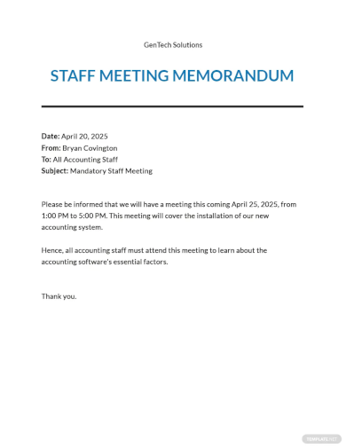 Meeting Memo - 33+ Examples, Format, Pdf | Examples