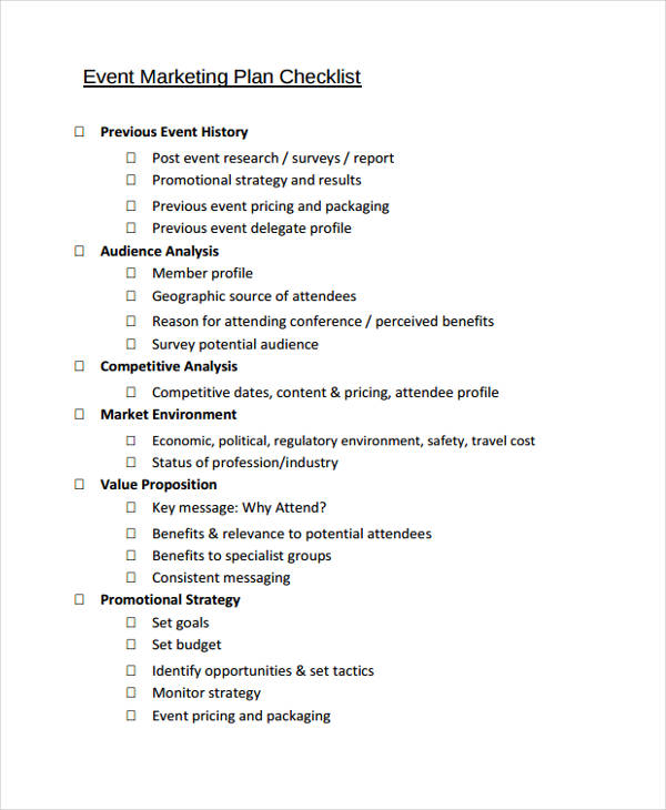 Marketing Plan Checklist