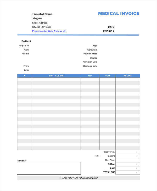 Free Medical Bill Template