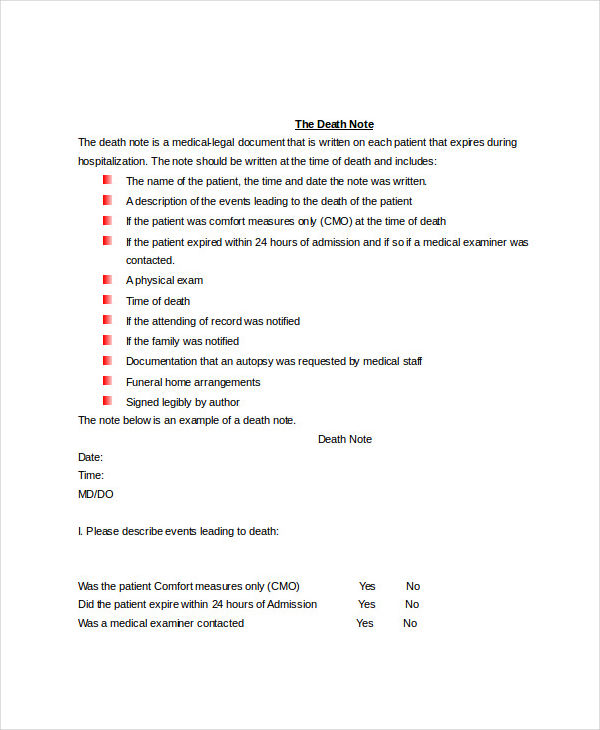 medical death sample