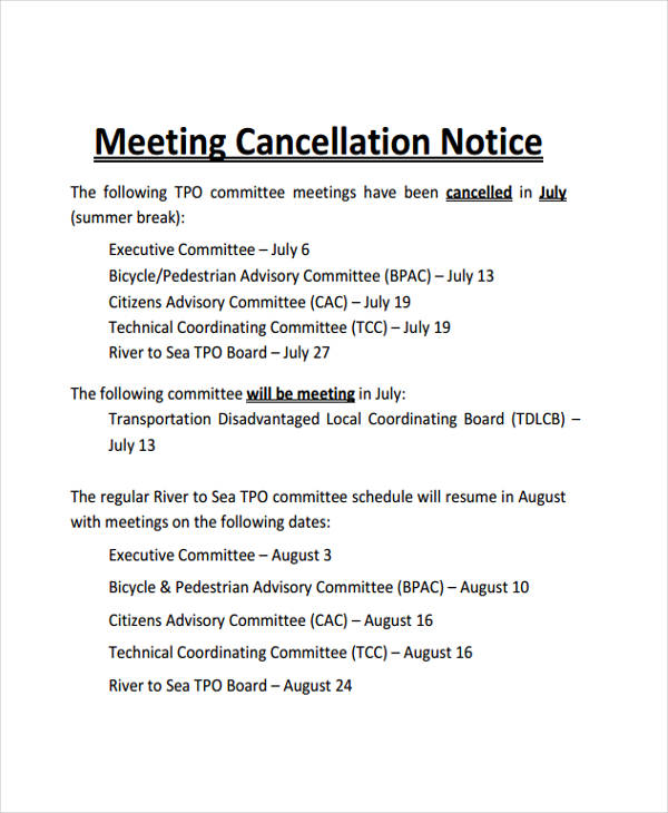 Cancellation Notice 8+ Examples, Format, Pdf Examples