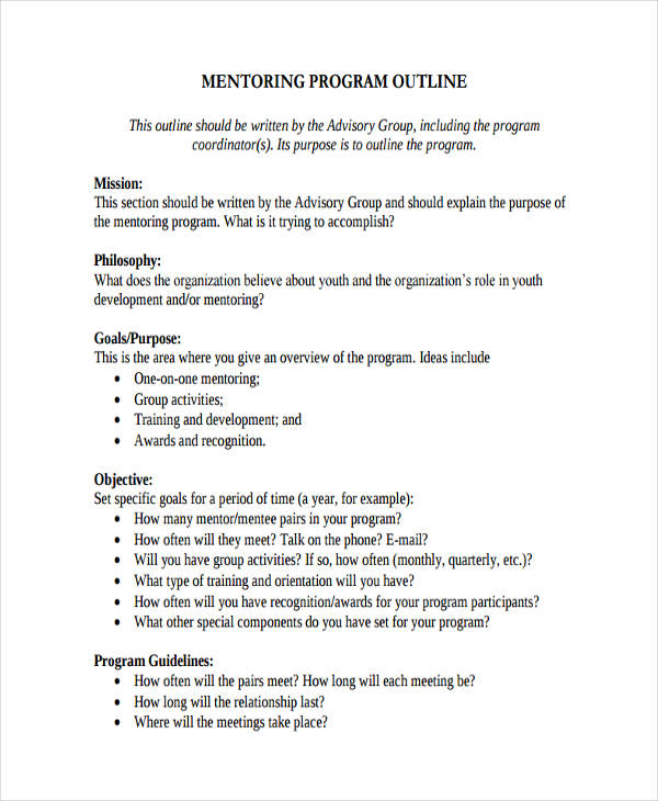 mentoring program sample