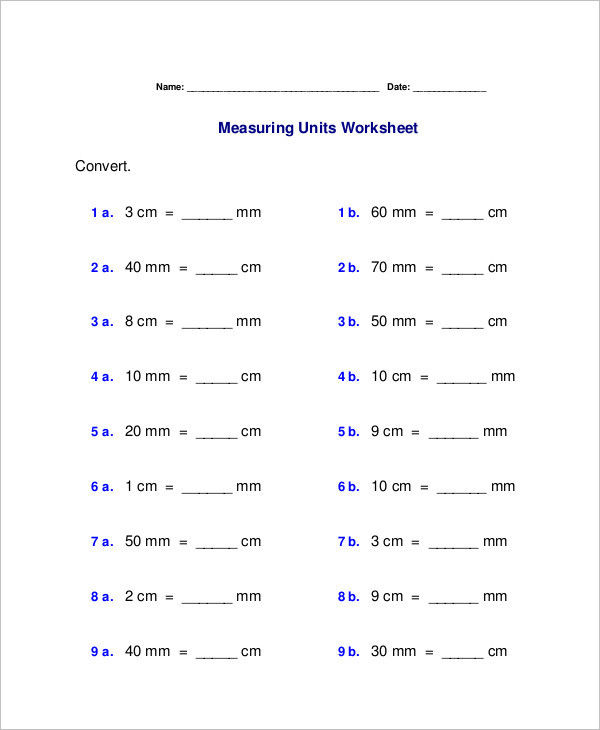 metric unit conversion chart