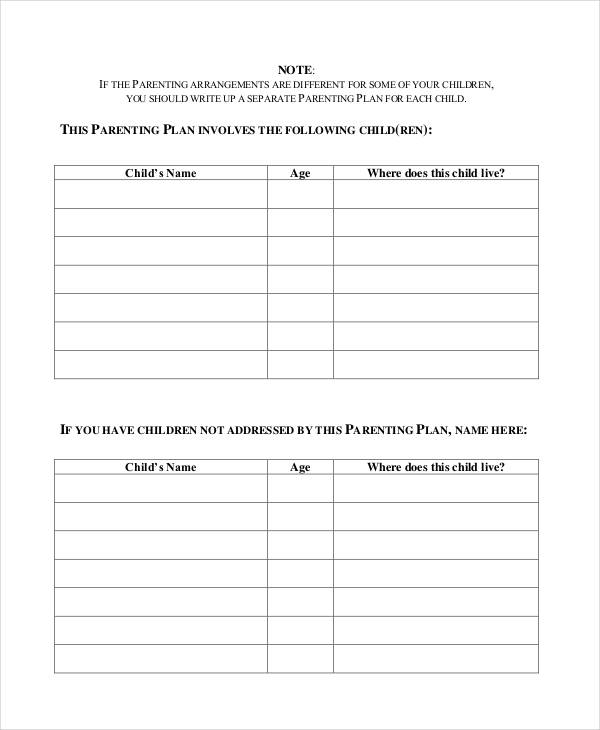 4 free printable forms for single parents parenting contract