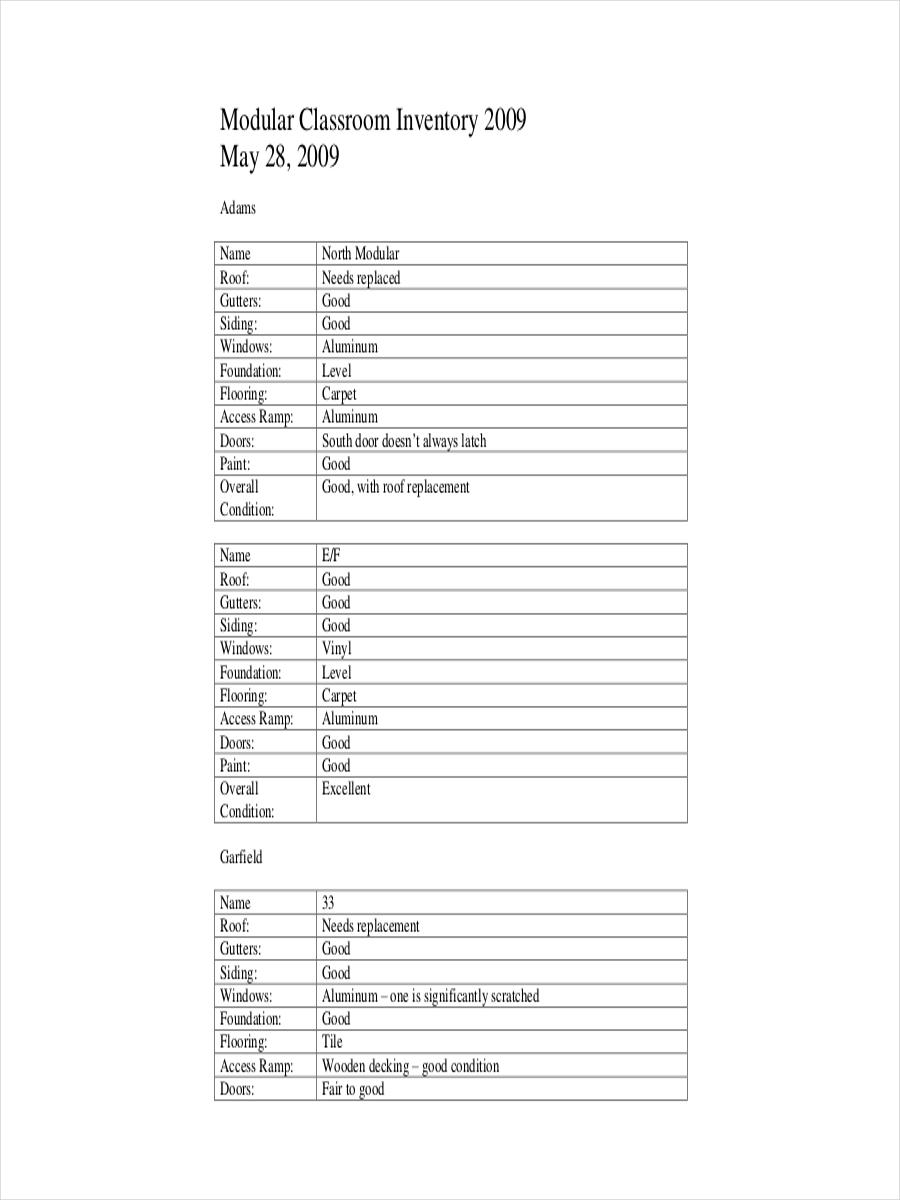 Classroom Inventory 7+ Examples, Format, Pdf Examples