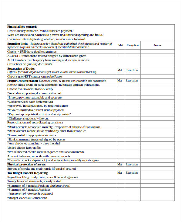 quality checklist template excel