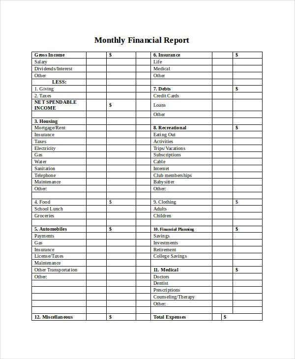 Financial Report 33 Examples PDF MS Word Pages Google Docs 