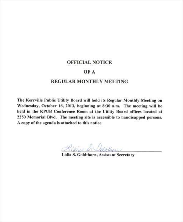 Staff Meeting Notice