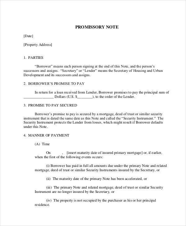 6 Mortgage Note Examples To Download 6 Mortgage Note Examples To Download
