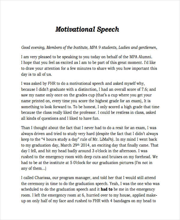 oral expression manuscript speech examples