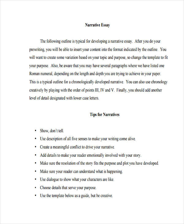 how to write a narrative essay outline