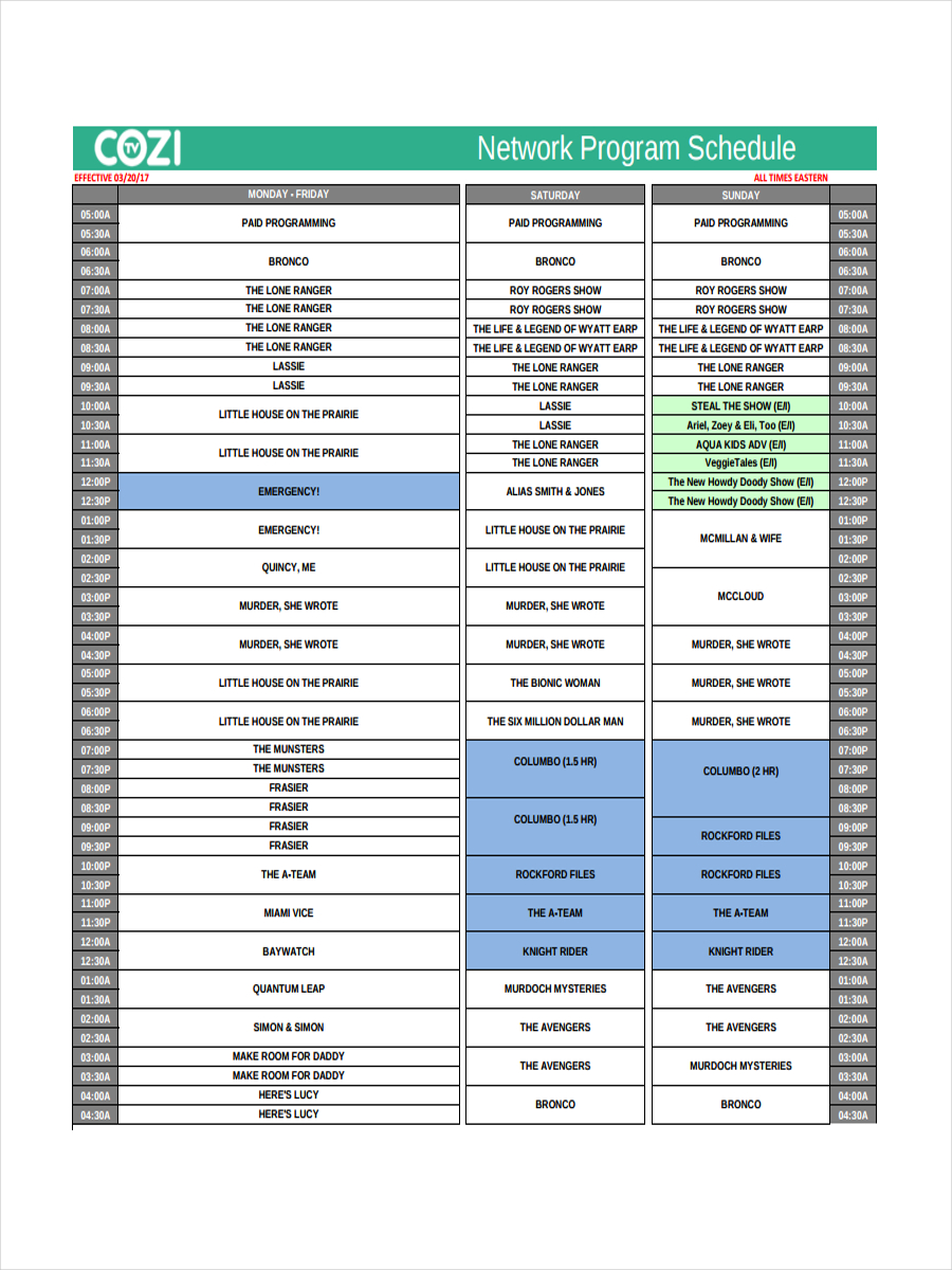 Free 36 Schedule Examples In Pdf