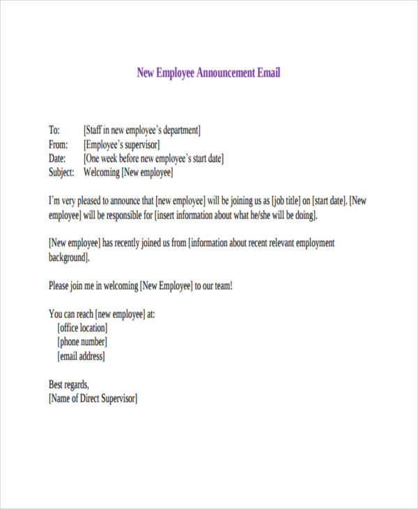 Announcement Email 13  Examples Format Pdf