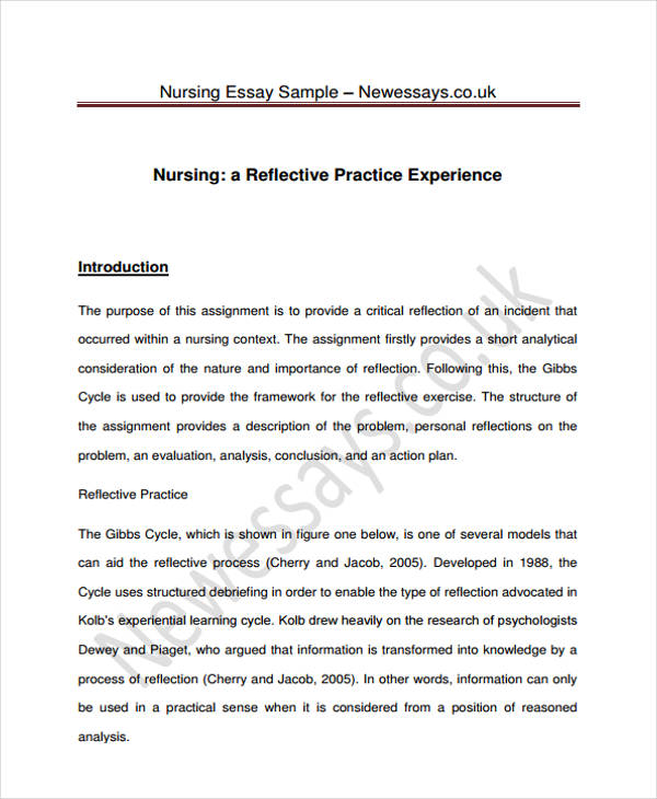 Reflective nursing essay examples