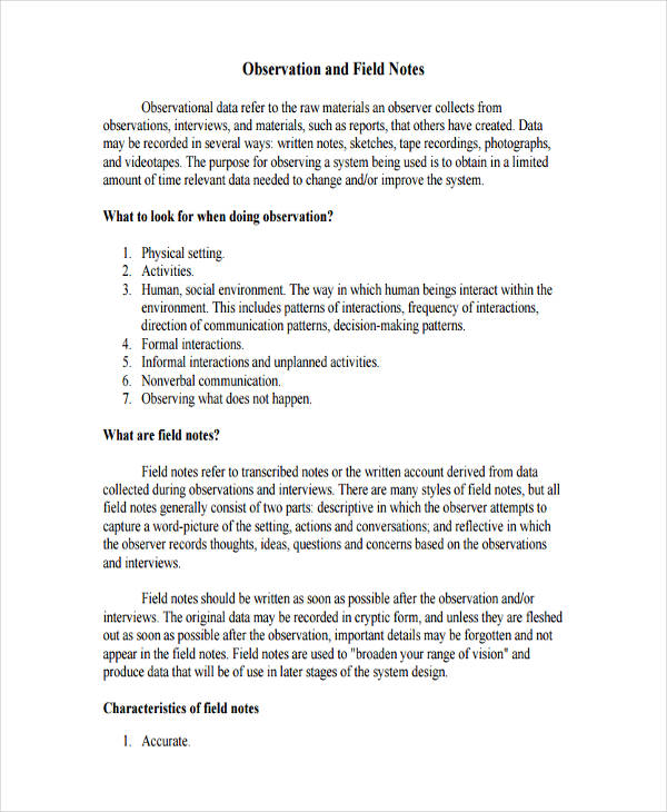 8 Field Note Examples To Download