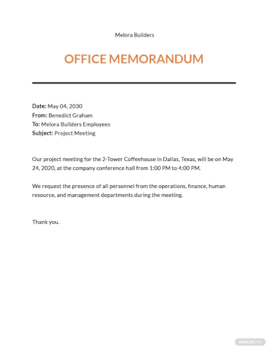 Office Memo to Employees Template