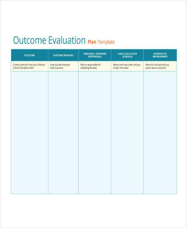 outcome evaluation plan