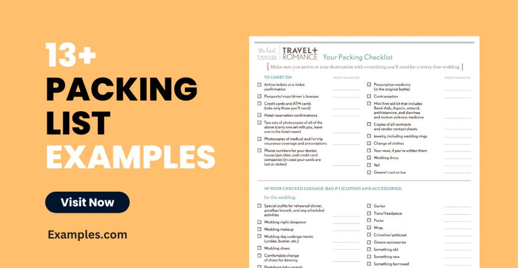 Packing List Examples