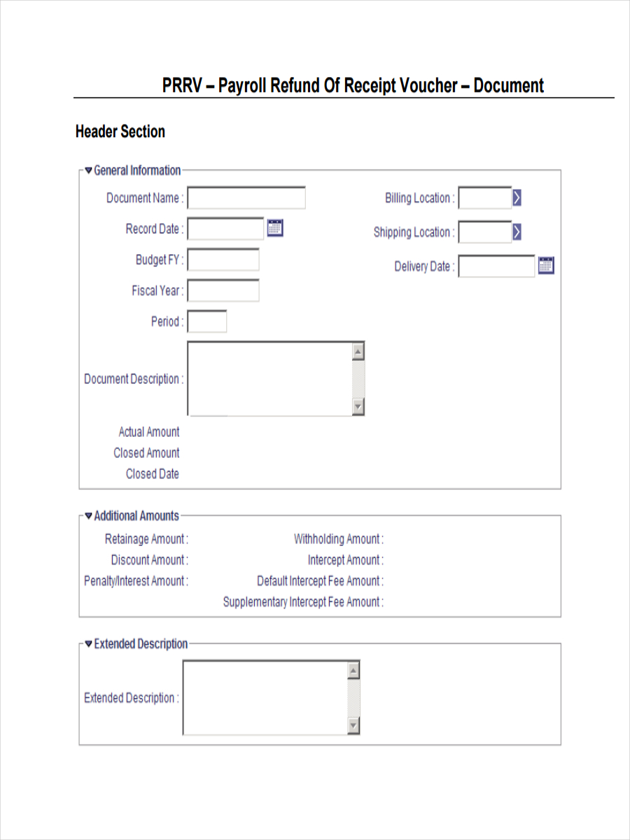 Payroll Refund Receipt Voucher