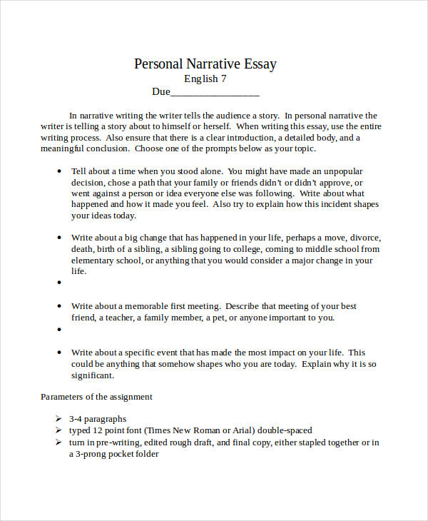  Personal Narrative Essay Topics For Middle School Top 145
