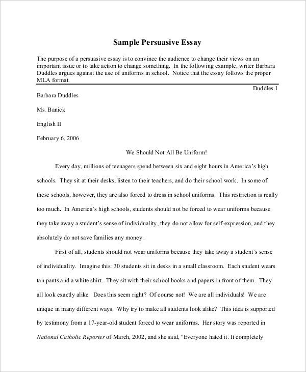 Argumentative essay with citations example