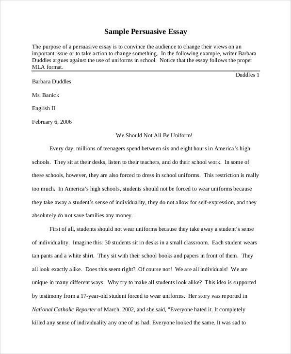 Persuasive Short Essay