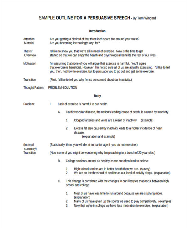 persuasive speech outline